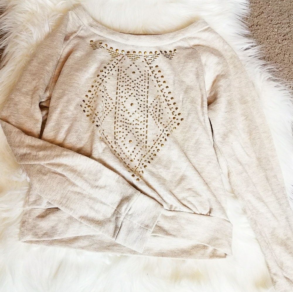 Charlotte Russe Gold Embellished Crew Neck